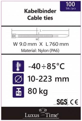 1 Stck Kabelbinder Wei, UV bestndig Gre: 9X760mm weiss