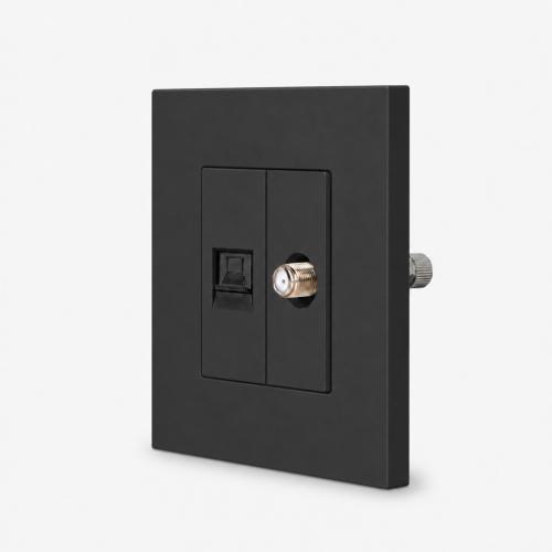 One Netzwerk CAT6 + SAT Modul Schwarz LUXUS-TIME