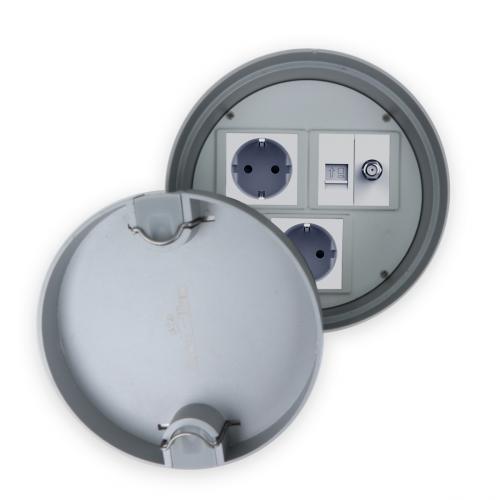 Bodentank Bodensteckdose Rund Steckdosen + LAN + SAT LX-GR-D160