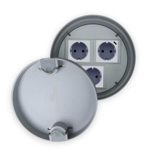 Bodentank Bodensteckdose Rund + Steckdosen + USB-C LX-GR-D160