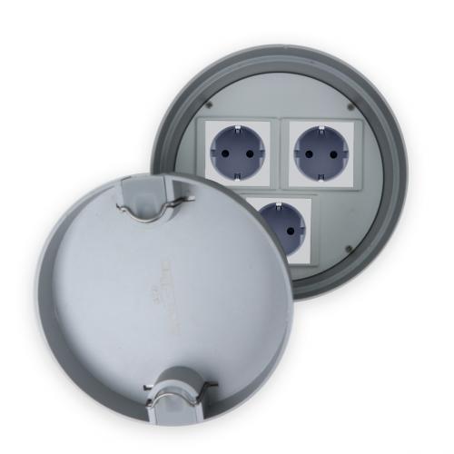 Bodentank Bodensteckdose Rund + 3 Steckdosen LX-D160-3x77211