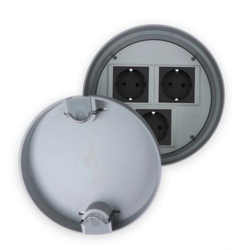 Bodentank Bodensteckdose Rund + 3 VDE Steckdosen LX-GR-D160