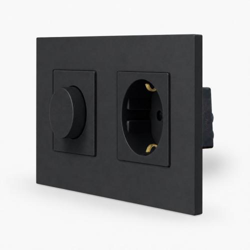 One Drehdimmer + Steckdose Schwarz LUXUS TIME