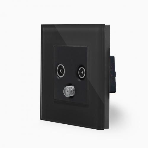 Glas TV/SAT/FM RADIO Durchgang Dose Schwarz Luxus-Time