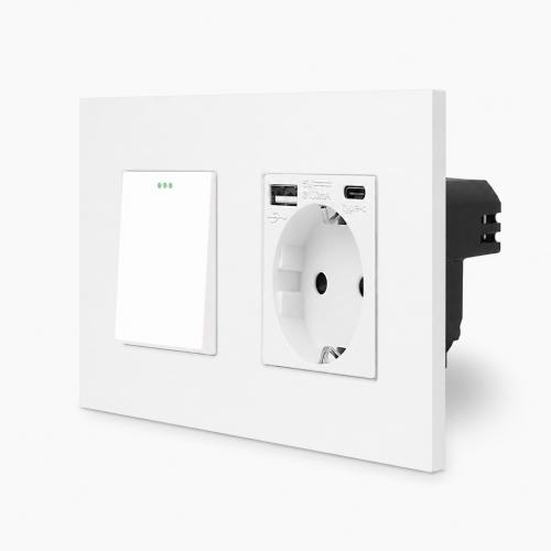 One Wechselschalter + Steckdose + USB Typ A/C 20W Wei� LUXUS-TIME 