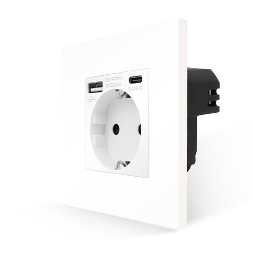 One Steckdose + USB Typ A/C 20W Wei� LUXUS-TIME 