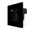 Steckdosen + USB 2-fach Typ A/C 20W Schwarz LUXUS-TIME