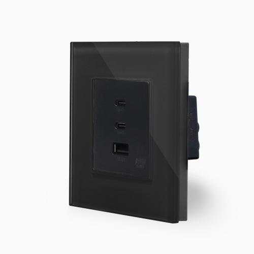 Glas USB C+A Schnellladeger�t 65W Schwarz Luxus-Time