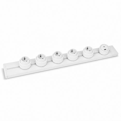 Steckdosenschiene + 5 Steckdosen + 1 USB-A/C 100cm AP Wei�