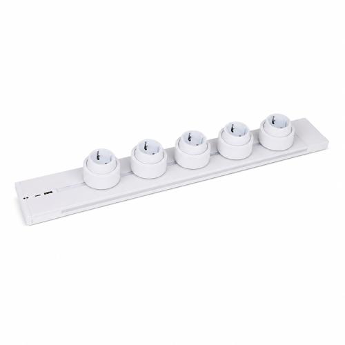 Steckdosenschiene Beleuchtet mit USB A+C + 5x Steckdose 100cm AP Wei�