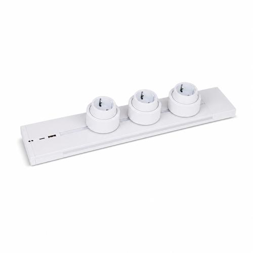 Steckdosenschiene Beleuchtet mit USB A+C + 3x Steckdose 50cm AP WEISS
