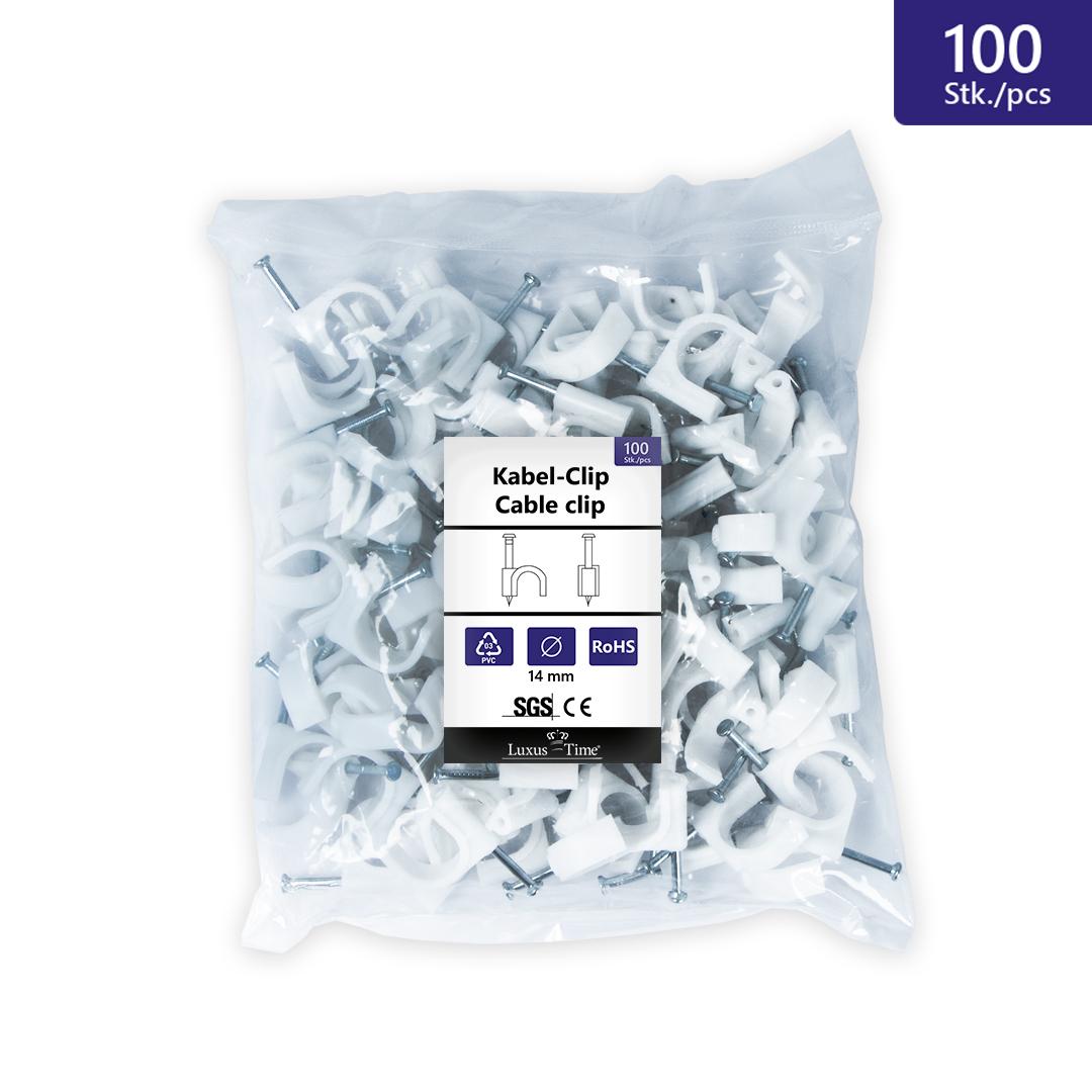 100 Stück Nagelschelle Kabelschelle für Rundkabel bis ø 14mm Weiß