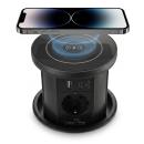 Versenkbare Tischsteckdose mit USB und Induktions-Ladestation Pop-UP