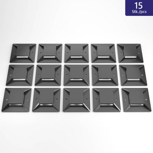 15 Stück Klebesockel für Kabelbinder Befestigungssockel Montagesockel 20x20mm Schwarz