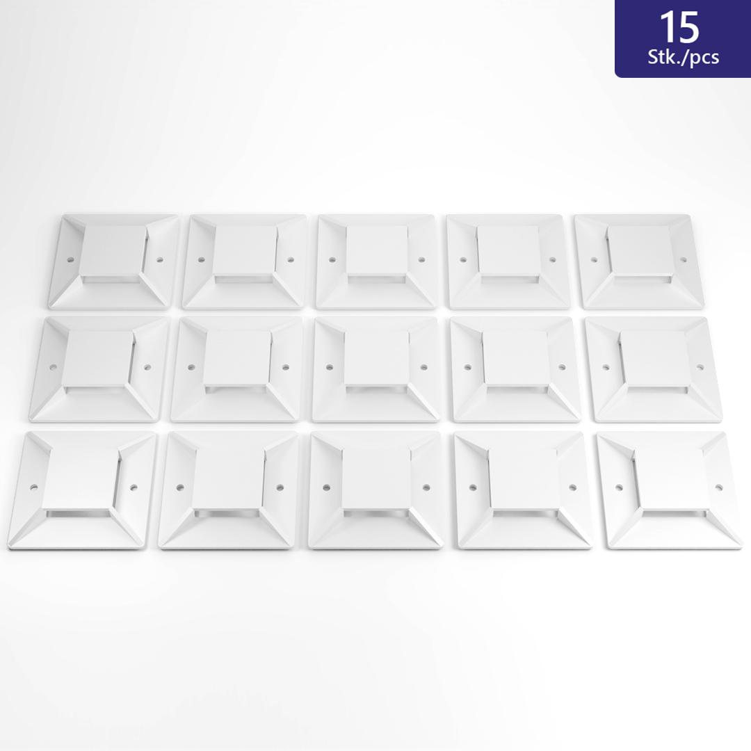 15 Stück Klebesockel für Kabelbinder Befestigungssockel Montagesockel 30x30mm Weiß