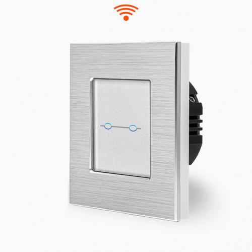 Alu 2-facher WLAN Lichtschalter Touch Silber/Wei LUXUS-TIME 