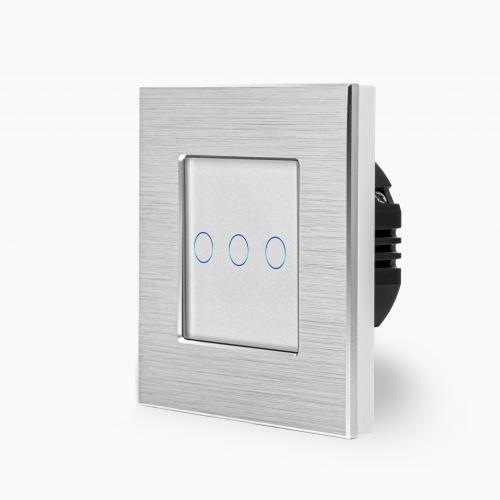 Alu 3-facher Lichtschalter Touch Silber/Wei LXBA1/P-703-11 POINT 