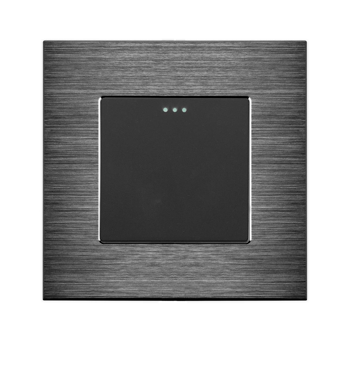 LUXUS-TIME Wipp Lichtschalter/Wechselschalter 1 Fach + Alu  Rahmen Schwarz