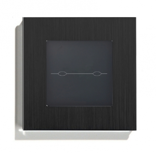 LUX Lichtschalter Dimmer 2 Fach Aluminium Rahmen + Modul schwarz/schwarz LXBA1-12-LX-702D-12