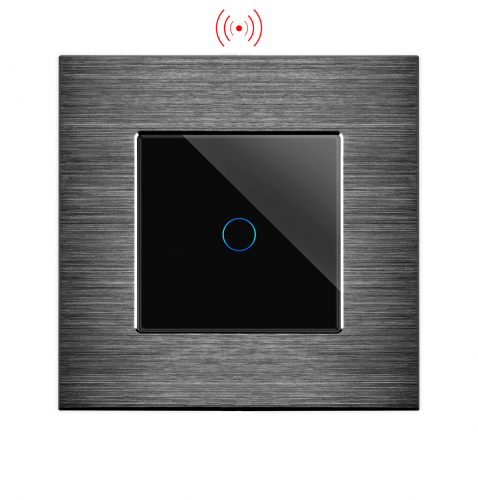 POINT 1-facher Funk-Lichtschalter  Alu-Rahmen schwarz LXBA1/P-701R-12