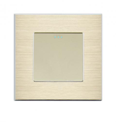 LUXUS-TIME Wipp Taster Lichtschalter 1 Fach + Alu  Rahmen gold