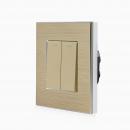 Alu 2-facher Lichtschalter / Serienschalter / Wechselschalter Wippe Gold LUXUS-TIME 