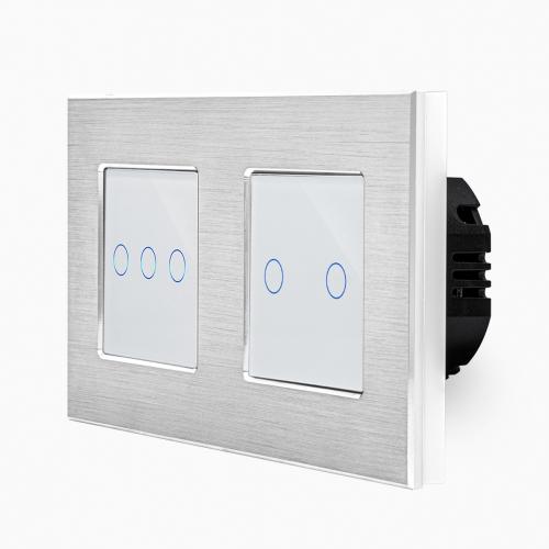 Alu 1-facher + 2-facher Dimmer Touch Silber/Wei LXBA2/P-701D-702D-11 POINT 