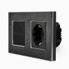 Alu 1-facher Dimmer + Steckdose Touch Schwarz LXBA2/71/P-701D-12 POINT 