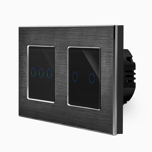 Alu 1-facher + 2-facher Dimmer Touch Schwarz LXBA2/P-701D-702D-12 POINT  