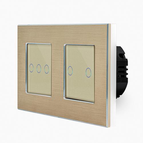 Alu 1-facher + 2-facher Dimmer Touch Gold LXBA2/P-701D-702D-13 POINT  