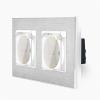 Alu 2-fache Steckdose m. Deckel Silber/Wei LXBA2/71Cover-11 LUXUS-TIME