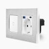 Alu 1-facher Wechselschalter / Kreuzschalter + Steckdose USB-A/C Touch Wei� LXBA2/P-701S-MP010U-11 POINT 