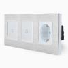 Alu 2 Touch-Lichtschalter + Steckdose Silber/Wei LXBA3/P701-71-11 POINT