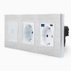 Alu Touch-Lichtschalter + Steckdose + Steckdose-USB-A/C Silber/Wei LXBA3/701-71-MP010U-11 POINT