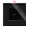 POINT Funk Touch Lichtschalter 1 Fach mit Glas Rahmen in schwarz/schwarz LXBG1-12-P-701R-12