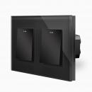 Glas 2 1-fache Lichtschalter / Wechselschalter Wippe Schwarz LXBG2/101M-2-12 LUXUS-TIME 