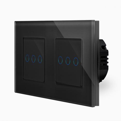 Glas 2 1-fache Dimmer Touch Schwarz LXBG2/P-701D-701D-12 POINT 