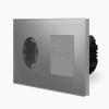 Glas Dimmer + Steckdose Touch Grau LXBG2/P-701D-71-15 POINT  