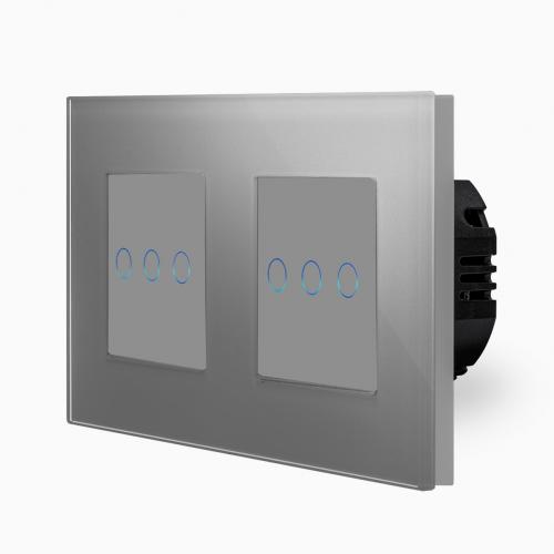 Glas 2 1-fache Dimmer Touch Grau LXBG2/2xP-701D-15 POINT 