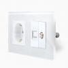 Glas 2-fache Steckdose + SAT / LAN Wei� LXBG2/71-SAT-Netz-11 LUXUS-TIME