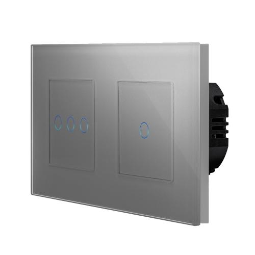 Glas 1-facher Lichtschalter + Dimmer Touch Grau POINT 