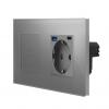 Glas 1-facher Wechselschalter / Kreuzschalter + Steckdose USB-A/C Touch Grau LXBG2/P-701S-MP010U-15 POINT 