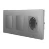 Glas 2 Touch-Lichtschalter + Steckdose Grau LXBG3/P701-71-15 POINT