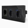 Glas 3-fach Steckdose + 2 Steckdosen m. USB Schwarz LXBG3/71-MP010U-12 LUXUS-TIME 