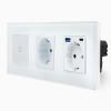 Glas Touch-Lichtschalter + Steckdose + Steckdose-USB-A/C Wei� LXBG3/701-71-MP010U-11 POINT
