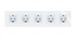 Glas 5-fache Steckdose Wei� LXBG5-11-71-11 LUXUS-TIME 