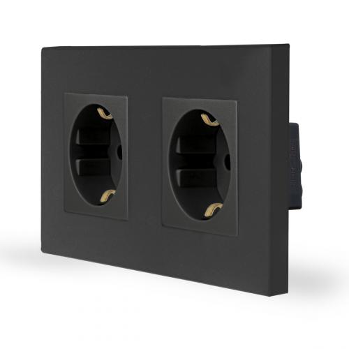 One 2-fache Steckdose Schwarz ONE-Serie LXBK2-12-71-12 LUXUS-TIME 