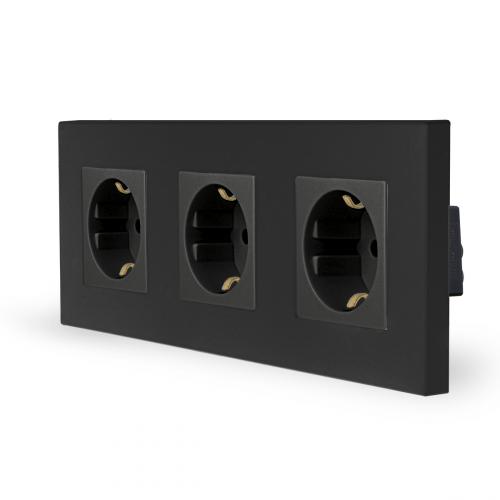 One 3-fache Steckdose Schwarz ONE-Serie LXBK3-12-71-12 LUXUS-TIME 