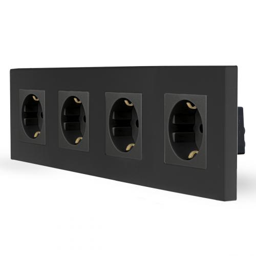 One 4-fache Steckdose Schwarz ONE-Serie LXBK4-12-71-12 LUXUS-TIME 