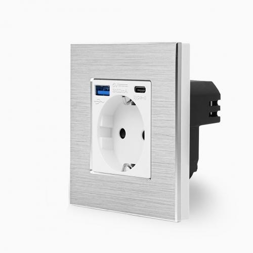 Alu Steckdose + USB Typ A/C 20W Wei MP010U-BA1-11 LUXUS-TIME 